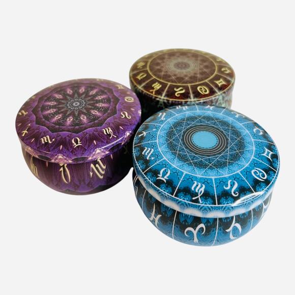 Zodiac Astrology Signs Metal Tins Gift Tin Trinket Box Set of Three - Picture 2 of 6